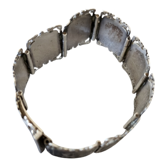 Vintage Niello Sterling Silver Thai Siam Dancer Hinged Panel Bracelet Thailand - Picture 8 of 8